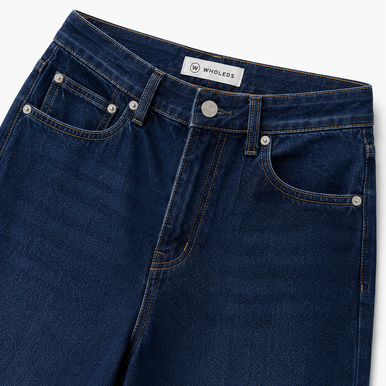 Women’s Wide Leg Jeans Cotton Denim Pants Dark Blue