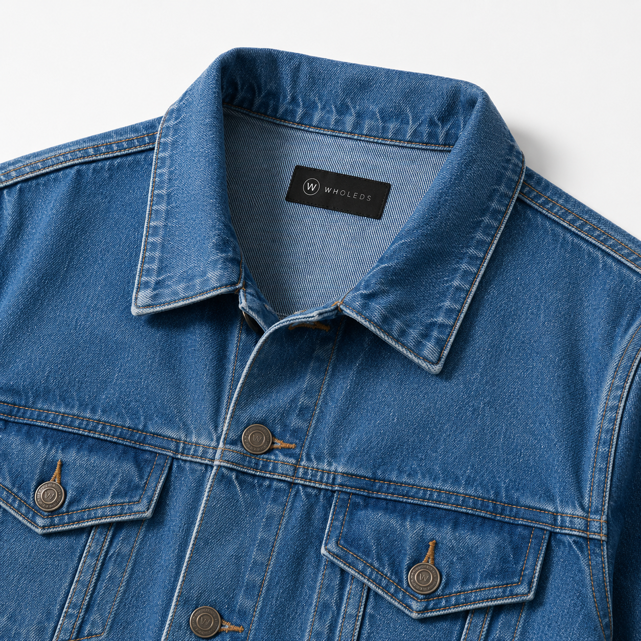 Unisex Denim Jacket Cotton Denim Casual Wear Blue | Wholeds